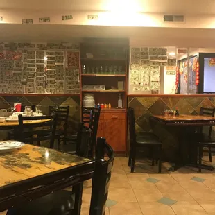 tables and chairs in a restaurant