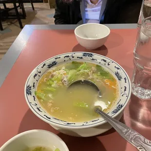 Sliced Pork Salted Egg Mustard Green Soup