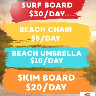 Daily beach rentals available!