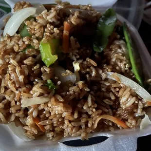 Veggie fried rice dinner meal portion