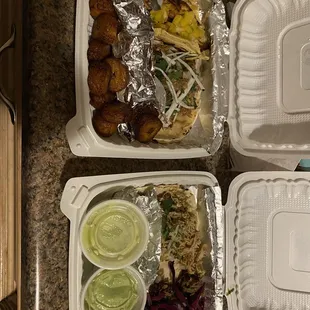 Jarens Taco Tuesday - maduros; salmon; pork; chicken; beef. So savory Que Sabroso