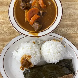 Pastele and Beef Stew Combo