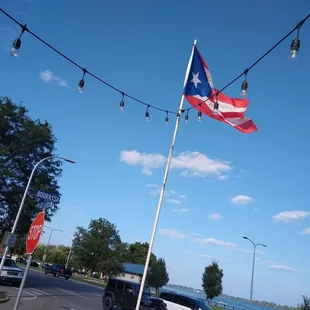 a flag flying in the wind