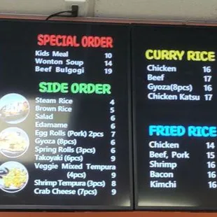 Here is the menu... bacon rice is awesome have had it anywhere else.