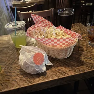 Popcorn, and drinks
