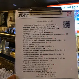 Beer menu!