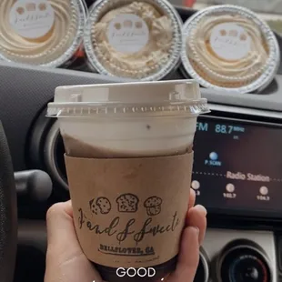 Regular cheesecake &amp; pumpkin cheesecake with the best cold brew ever