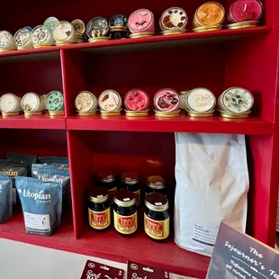 Candles and other local items.