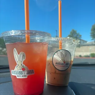two drinks on a table