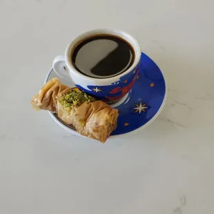 Armenian coffee + Pistachio Baklava