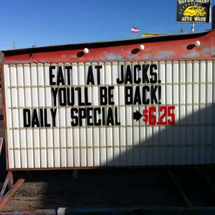 ows the back of the sign