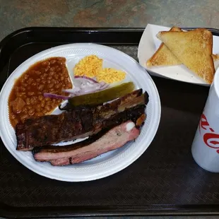 Tuesday special with deviled eggs baked beans and a Coca Cola