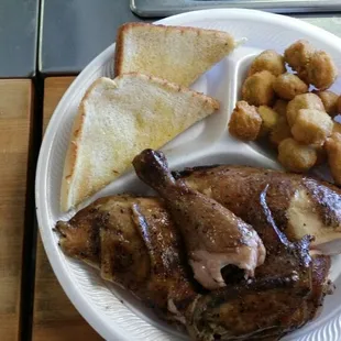 Smoked chicken fried okra Texas toast