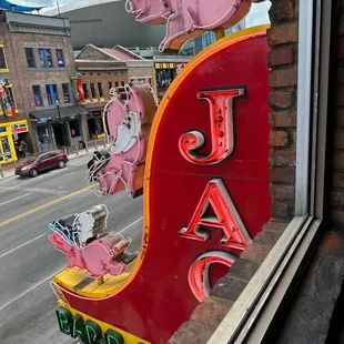 Upstairs looking out on Broadway