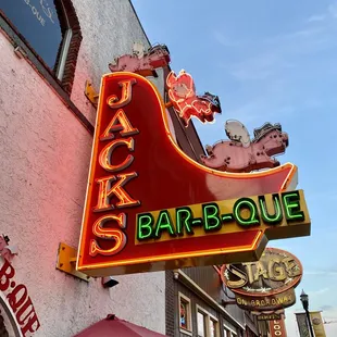 ows neon sign for jack&apos;s bar - b - que