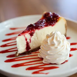 Our Philly restaurant has great dessert options like this classic New York Cheesecake.