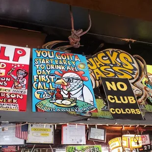 Fun signs above the bar.