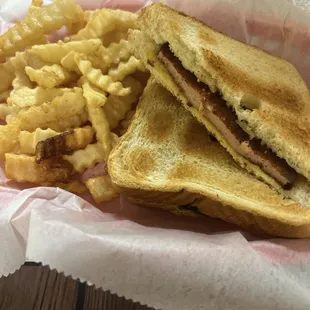 Fried Bologna Sandwich with mustard!