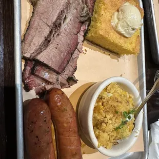 Brisket 1/4 lb. Sausage Link Corn Pudding corn cake