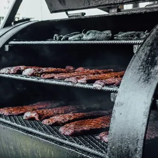 Pork ribs smoking out back