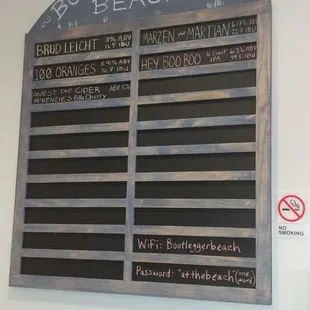 The inaugural beer board at the new Bootlegger Beach Brewery