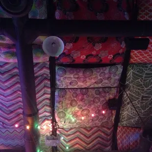 Blankets on the ceiling