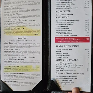Drink menu