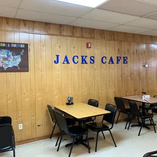 tables and chairs in a restaurant