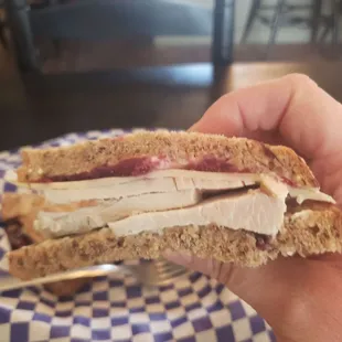 Inside turkey sandwich