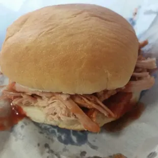 ows a pulled pork sandwich