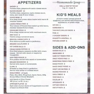 Jack's Menu