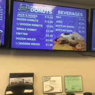 the menu and prices