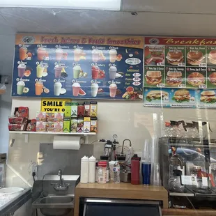 menus and drinks on the wall