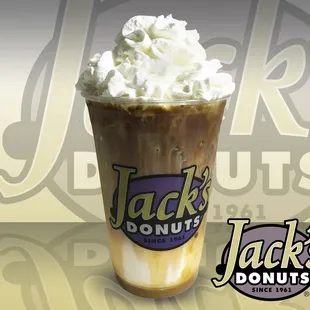 an iced coffee with whipped cream