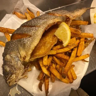 Fried whole trout