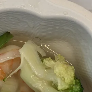 shrimp and broccoli in a bowl
