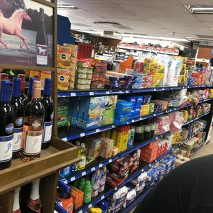 a horse running through a store