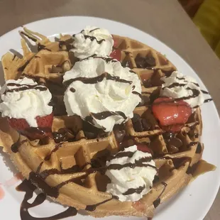 Chocolate covered strawberry waffle
