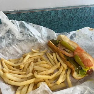 Chicago hotdog.... NO ketchup!