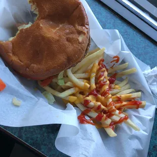 a sandwich and french fries