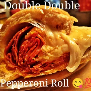 Cut in half, very best Double Pepperoni Double Cheese , I&apos;ve eaten hundreds of these. Very best ever a must try