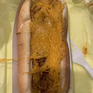 Chili cheese dog