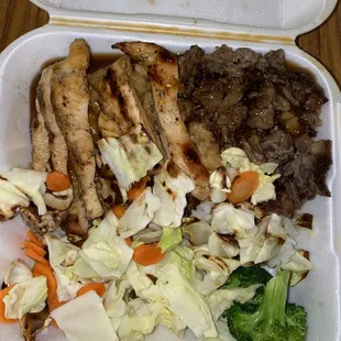 Teriyaki chicken and beef