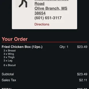 Jack's order, date, and time