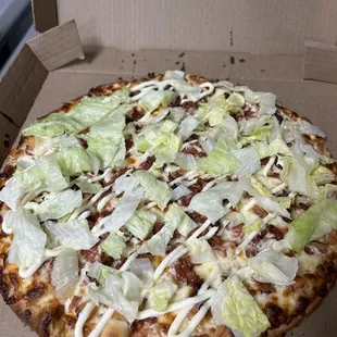 13" BLT pizza 
- prices like a two item