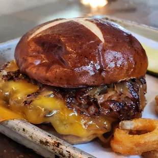 Pretzel burger