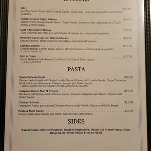 Menu as of 12/15/2021