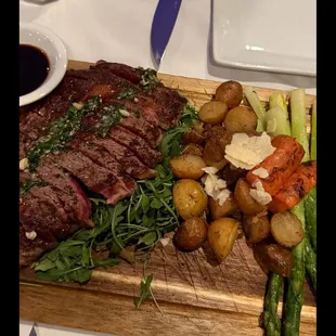 Rib eye steak topped w chimichurri