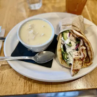 Cup of AVGOLEMONO &amp; SOUVLAKI