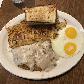 COUNTRY FRIED STEAK AND EGGS